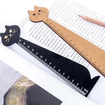 1 BUC Nou Pisica Drept Riglă de Lemn 15CM Drăguț Conducător Kawaii Instrumente de Papetărie Desen Animat Cadou de Birou Rechizite Școlare