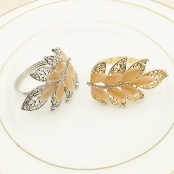 12pcs/lot Nou șervețel inel metalic frunze șervețel inel cu diamant aliaj șervețel catarama pânză inel de nunta decor de masă