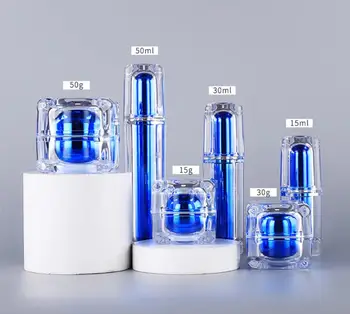 15g30g50g15ml30ml50ml100ml albastru acrilic borcan de sticlă oală de tablă esența masca crema gel, lotiune, emulsie ser fundația toner
