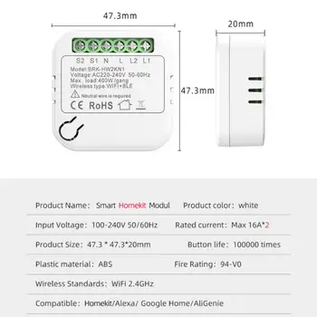 16A Homekit WIFI Smart Switch Mini Control 2-way Switch Module Cozylife Inteligent Breaker Suport Alexa Acasă Siri