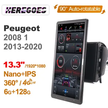 1920*1080 Nano 6GB+128GB Android 10 Radio Auto Player Multimedia, Navigare GPS Bluetooth Wifi Pentru Peugeot 2008 2014 2015 2016