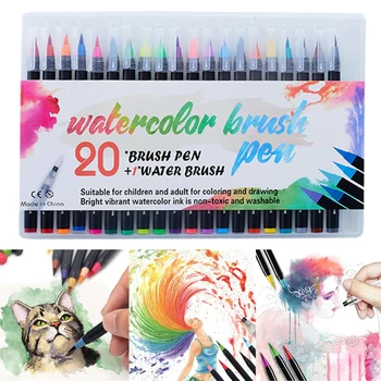 20 Culori/Cutie Artist Arta Marker Pictura In Acuarela Stilou Desen Pictură Perie Moale Carte De Colorat, Benzi Desenate Watercolor Pen