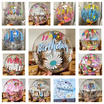 20 Inch Globuri Transparente La Mulți Ani Balon Cu Heliu Gonflabile Bobo Baloane De Ziua Copilului Duș Decor