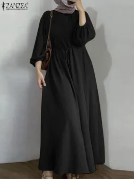 2023 ZANZEA Musulman Rochii de Moda Pentru Femei, cu Maneci Lungi Solid Sundress Maxi Vestidos Halat Femme IsIamic Îmbrăcăminte Ramadan Abaya