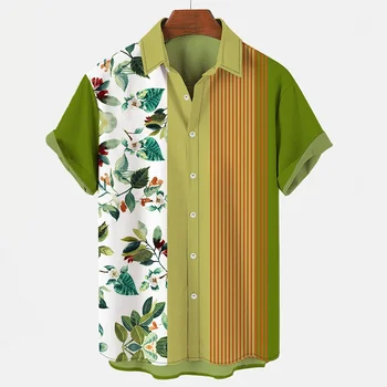 2024 de Înaltă Calitate pentru Bărbați Tricou Păsări Imprimate cu Maneci scurte Tee Îmbrăcăminte exterioară Topuri Plus Dimensiune Rever T-Shirt pentru Barbati Brand 5XL Vara