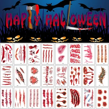 30Pcs Halloween Înfricoșător Autocolante Tatuaj Roșu Cicatrici Elev Organ Fals Autocolante Tatuaj Groază Truc elemente de Recuzită, Decor de Halloween 2023