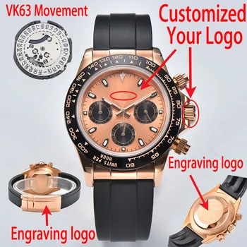 39mm Ceas VK63 Ceas Bărbați Cuarț Ceas de Lux DIY Logo-ul Personalizat Dial din Oțel Inoxidabil 316 Safir de Sticlă Ceas rezistent la apa