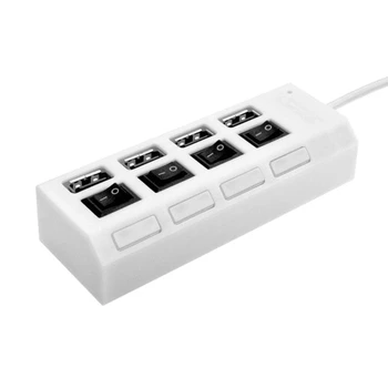 4-Port USB 2.0 Hub cu Lumini LED-uri și Switch-uri Individuale pentru MacOS