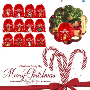 5Pcs/Lot de Crăciun Catifea Pungi de Cadou de Crăciun Pungi de Depozitare Serie Husă Model de Sac de Crăciun Ambalaj Cordon Bomboane Bijuterii Y0F9