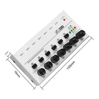 6 Canale, Mixer Audio Mini Stereo Mixer Profesional Mixer de Sunet 6,35 MM-Zgomot Redus USB Mixer de Studio de Înregistrare,Negru