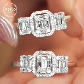 Aazuo Luxulry Bijuterii Reale Aur Alb de 18K Adevărat Diamante Naturale 0.55 ct Pătrat Inel Cadou Pentru Femeie Deluxe Banchet Moda Bijuterii