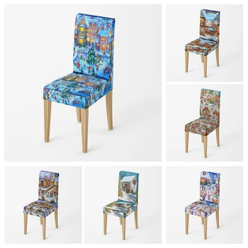 Acasa scaun de acoperire pictură în Ulei în stil scaune de bucatarie Coversadjustable de luat masa elastic fabricchairs huse scaun de acoperire pentru nunta