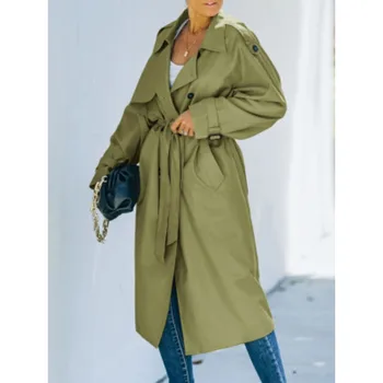 Afaceri Canadiană Jachete Casual Palton Lung Y2K Toamna Șanț Outwear Femei de Moda Doamnă Birou Îmbrăcăminte exterioară Șanț