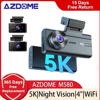 AZDOME M580 Masina DVR 5k Dash Cam De 3 Camere 5GHz WiFi Built-in GPS 4