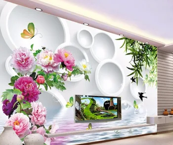 beibehang Tapet Personalizat Acasă Decorative Murale Bujor Salcie Plângătoare Reflecție de Apă Ring 3D TV de Perete de Fundal tapet 3d