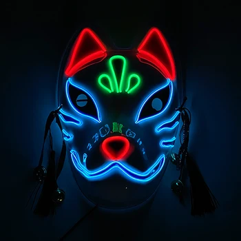 Cadou de ziua Lumina de Neon Up Lady Ascunde Masca LED Luminos de Halloween Masca vulpe Machiaj spectacol de dans Stralucitoare Masca Costum de Consumabile