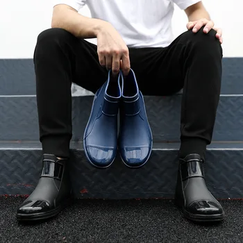 Cizme de ploaie de Moda pentru Bărbați Tub Scurt Non-alunecare, rezistent la Uzura Pantofi de Cauciuc rezistent la apa Galoși Bucătărie Impermeabil Pantofi de Lucru