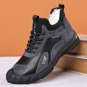 Confortabil Zapada Ghete Barbati New Pluș Cald la Modă Non Alunecare Pantofi de Bumbac în aer liber de Mers pe jos de Sport Pantofi Casual 2024