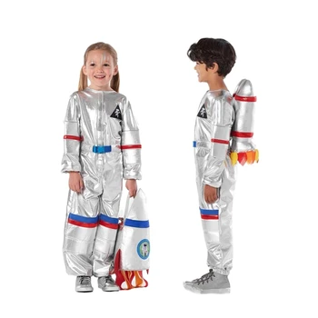 Copii Astronauți Costum Cosplay Costum De Pilot Tinuta De Argint Cosmonaut Salopeta Cu Rachete Sac Astronaut Costume De Halloween Rochie De Până