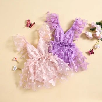 Copil Copil Fata De Vara Costume De Zbor Sleeve V-Neck Tul Mozaic Fluture Romper Moda Dulce Îmbrăcăminte