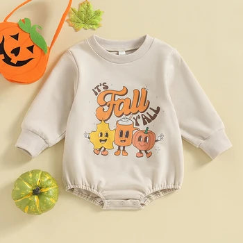 Copilul Copilul Bluză Salopetă Dovleac de Halloween Print cu Maneci Lungi Salopeta pentru Nou-născut Copil Drăguț Haine de Toamna