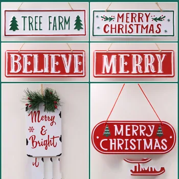 Creative Fier de Crăciun Marca Poate Fi Agățată de Crăciun DIY Card de bun venit Fereastra Decoratiuni Craciun Fericit Metal Decor Semn Placa