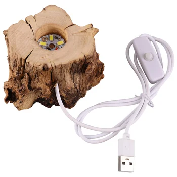 De lemn, glob de Cristal Sta Butuc în Formă de Lumină de Noapte Stand de Încărcare USB LED Lumina Titular