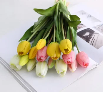 De lux Silicon Real atinge Lalele Buchet de Flori Artificiale decorative camera de zi de decorare flores artificiales