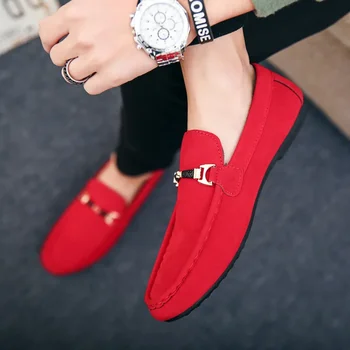 Designer de Pantofi Bărbați Slip-On Casual din Piele de sex Masculin Adult Plat Roșu de Conducere Mocasin Moale Low-toc Respirabil Non-alunecare de Mocasini Noi