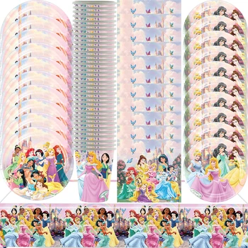 Disney Princess Birthday Party Decoratiuni Tacamuri de unica folosinta Set Cana Farfurie cu Șervețel Balon de Masă pentru Copil Fata de Copil de Dus