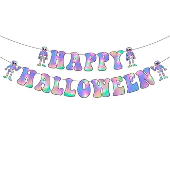 Durabil Halloween Banner Set de Hârtie, Material Vine Cu Panglici si Adeziv Ace Ideal pentru Petrecerea de Halloween Decoratiuni