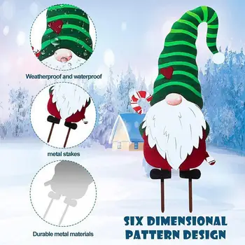 Fermecător Festiv de Crăciun Metal Gnome Curte de Artă Fermecător Decor de Crăciun pentru Gazon Cale Patio Crăciun Miza Decor