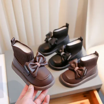 Fetele Non-alunecare Printesa Pantofi Copii Moda Arc Elegant marea BRITANIE Uniforma de Scoala Copilului Pantofi Noi 2024 Simplu Casual, Șosete Cizme Respirabil