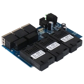 Fibre Ethernet Switch 100M PCBA Bord Optic Media Converter 20Km 3 Fibre 3 RJ45, Suport RPOE Simplex SC Comutatorul de Fibre