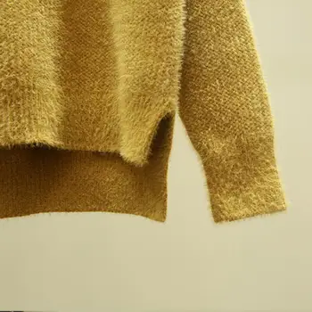 Gât-încălzirea Pulover Îngroșat Pulover Tricotat pentru Femei Guler Pulover cu Side Split Tiv Confortabil Toamna Iarna Topuri Tricot