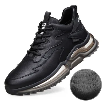 Iarna Plus Catifea Om Încălțăminte Negru Cizme Piele Naturala Barbati Casual Pantofi Pentru Bărbați Pantofi De Designer Formale Oxford Adidași