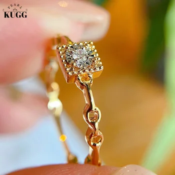 KUGG 18K Aur Galben Inele Clasice Sculpturi Măiestrie Design de Lux Reale Natural Inel cu Diamant pentru Femei Bijuterii de Nunta