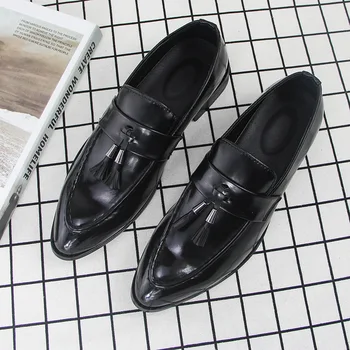 Manual De Moda Ciucure Mocasini De Jos Negru Din Piele Gentleman De Moda De Stres Pantofi Oameni De Afaceri De Conducere Pantofi