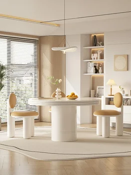 Masă rotundă și scaun combinație restaurant casa moderne, simple, din lemn masiv crema de vânt masă.