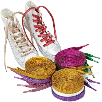 Moda Sclipici Aur Fir de Argint Șireturile Colorate șireturi Plat pentru Atletice de Alergare Adidasi Pantofi Cizme Șiret Siruri de caractere