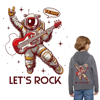 Muzica Rock Astronaut Autocolante Termice Fier De Transfer Pentru Îmbrăcăminte Autocolante Adezive Plasturi De Fier Pe Patch-Uri De Transfer De Căldură