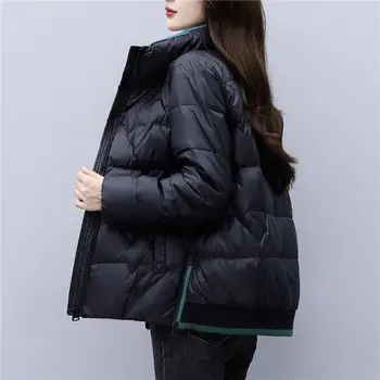 Noi de Iarna Femei Jacheta Topuri de Cultură Parka Maneca Lunga coreean Îmbrăcăminte exterioară Stand Guler Gros de Iarna Cald Îmbrăcăminte pentru Femei Black Red