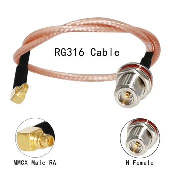 Noul Modem de Cablu Coaxial N Femeie Peretele Jack Comutator MMCX Male Plug Unghi Drept RG316 Cablu 15/20/30/50cm Adaptor RF Pigtail
