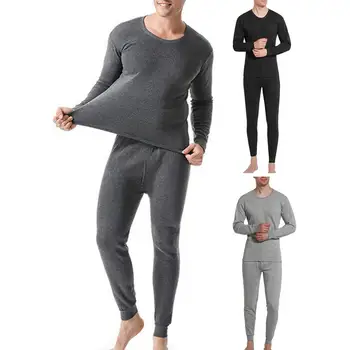 Oamenii Body Set de Iarna Barbati Lenjerie de corp Termică Set de Cald Slim Fit Elastic Pijamale pentru Homewear Casual T-shirt, Pantaloni Set