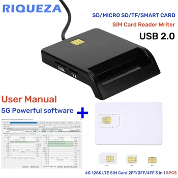 OYEITIMES SIM SD MMC TF Card Inteligent+5PCS 2FF/3FF/4FF Programabil cu Cartela SIM Blank LTE, WCDMA GSM USIM Carduri + 4.2.11 Ver. Software-ul