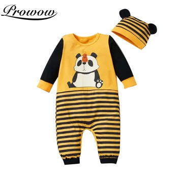 Prowow Desene animate Panda Nou-născuți Salopete de Vara Baby Vladan Dungă Copil mic Costum Pentru Copii Mozaic pentru Copii Salopeta Moale