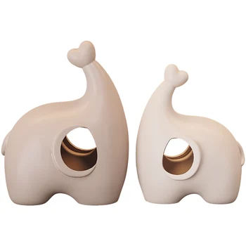Qf Gol Ceramice Cuplu Elefant cu Ornamente de o Pereche de Living Intrare și de Cabinet de Vin