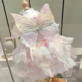 Rainbow Fairy Simfonie Roz Aripi de Fluture Primăvara și Vara Cat Bichon Teddy VIP Golden Retriever Corgi Zână Fusta