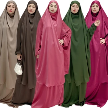 Ramadan Eid Femeile Musulmane De Rugăciune Îmbrăcăminte 2 Bucati Set Islamic Aeriene Caftan Khimar Fusta Hijab Rochie De Abaya Caftan Ramadan Halat
