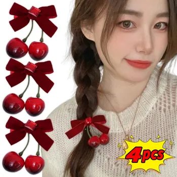 Red Cherry Bowknot Ac de păr de Anul Nou Amuzante sex Feminin Accesorii de Par Retro Vintage Frizură coreea Drăguț BB Clip Cadouri